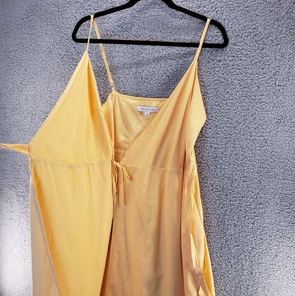 The Good Jane Yellow Linen Blend Summer Adj. Spagetti Strap Wrap Dress Sz L - Picture 7 of 14